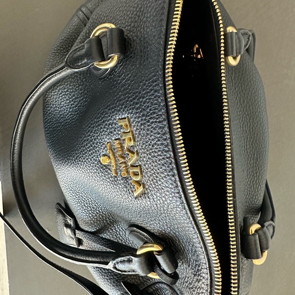 Prada Black Vitello Phenix Leather Hobo Bag 1BC032 - Picture 13 of 16